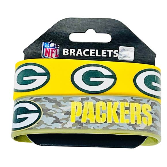 NFL Other - Green Bay Packers NFL Rubber Silicon Bracelet Wristband 2-Pack Thick New